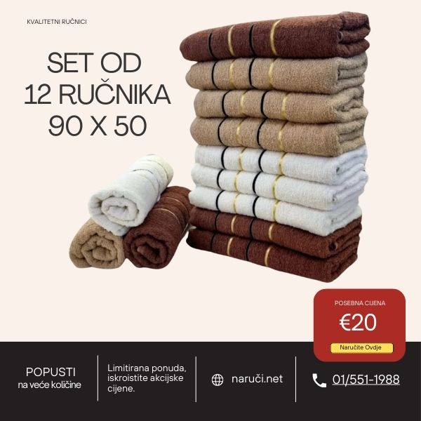 Set 7 - Set od 12 Ručnika 50 x 90cm