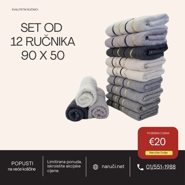 Set 12 - 12  Mixed Color Towels 90 x 50cm